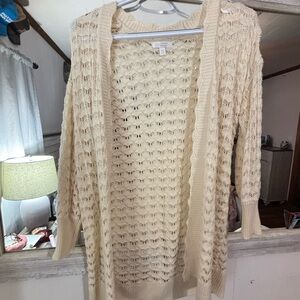 LC Lauren Conrad Cream Open-Knit Cardigan